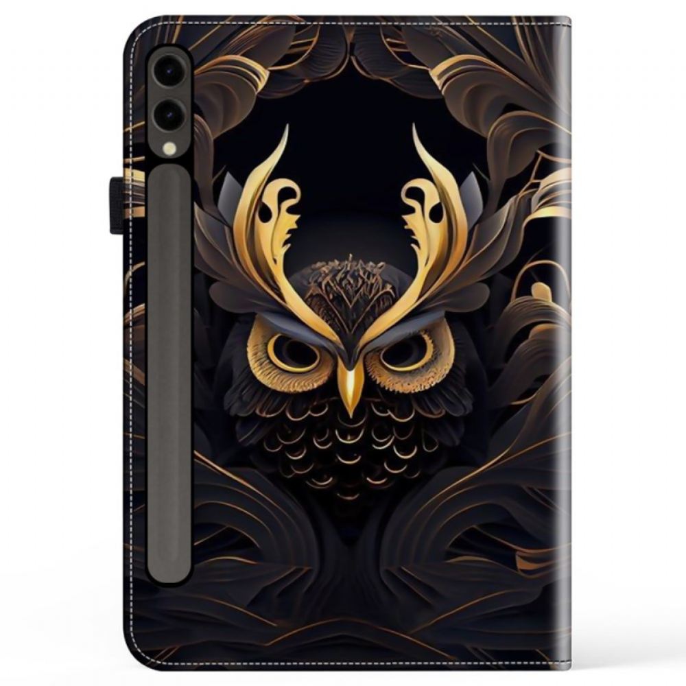 Kožený Kryt Samsung Galaxy Tab S10 Plus Zlatá Sova