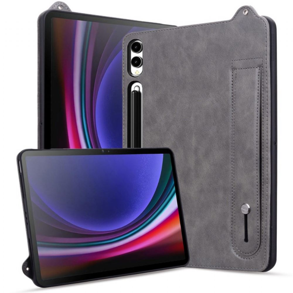 Kryt Samsung Galaxy Tab S10 Plus Držák Stylusu A Popruh S Efektem Kůže