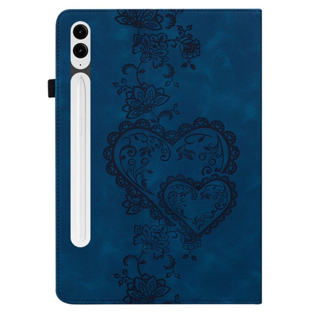 Pouzdro Na Samsung Galaxy Tab S10 Plus Srdíčka S Efektem Semiše