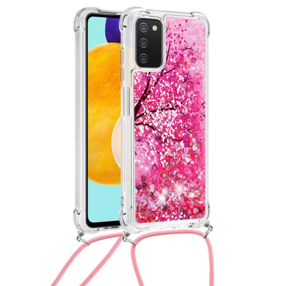 Kryt Na Samsung Galaxy A03s Na Lana Stahovací Šňůrka S Flitry