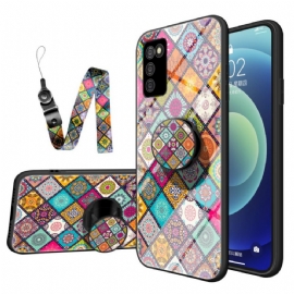 Kryt Na Samsung Galaxy A03s Magnetický Patchworkový Držák