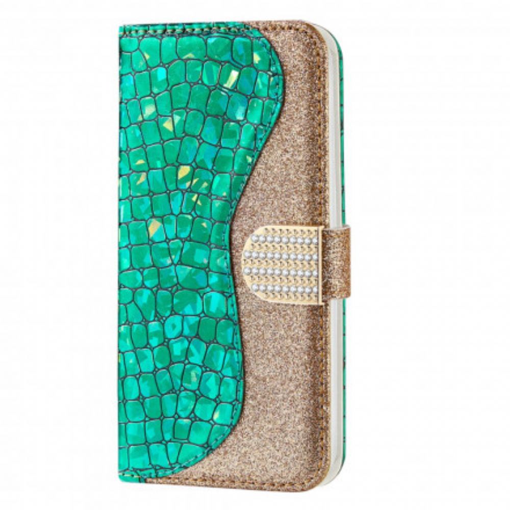Flipové Pouzdro Na Samsung Galaxy A22 4G Diamanty Croco
