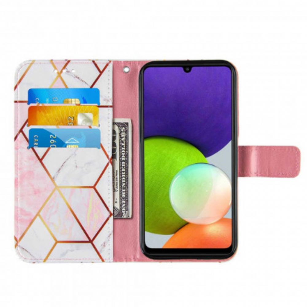 Flipové Pouzdro Na Samsung Galaxy A22 4G Geometrický Mramor