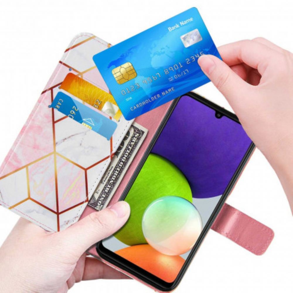 Flipové Pouzdro Na Samsung Galaxy A22 4G Geometrický Mramor