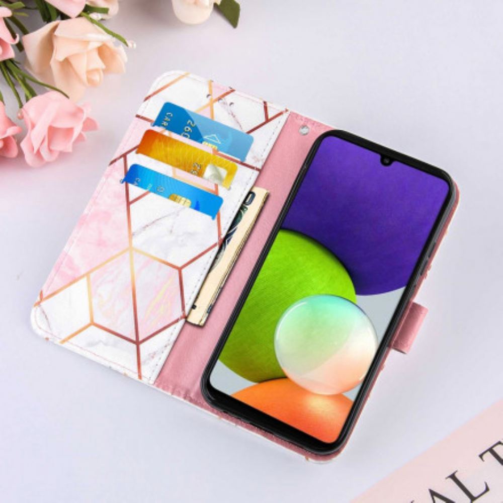 Flipové Pouzdro Na Samsung Galaxy A22 4G Geometrický Mramor