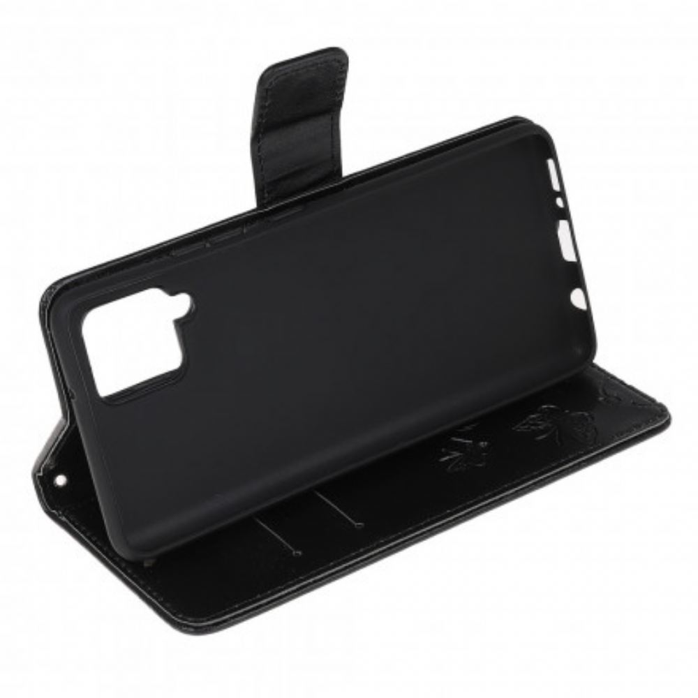 Flipové Pouzdro Na Samsung Galaxy A22 4G Na Lana Motýli A Květiny Strappy