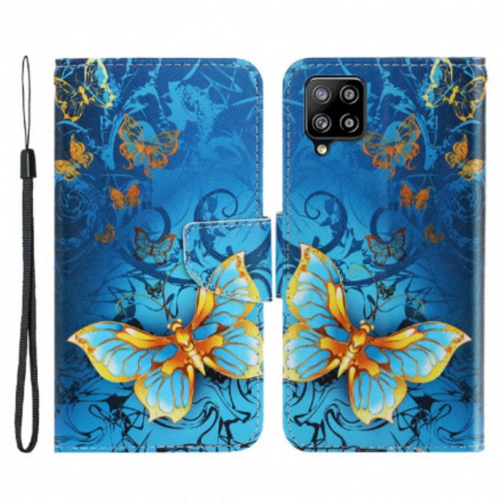 Flipové Pouzdro Na Samsung Galaxy A22 4G Na Lana Variace Motýlkového Popruhu