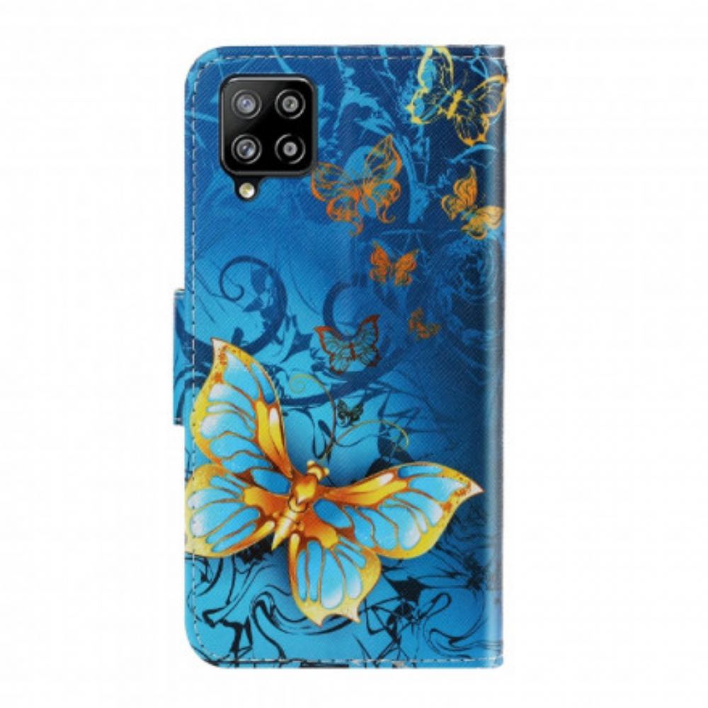 Flipové Pouzdro Na Samsung Galaxy A22 4G Na Lana Variace Motýlkového Popruhu