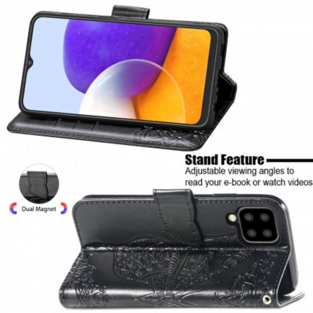 Flipové Pouzdro Na Samsung Galaxy A22 4G Poloviční Motýli
