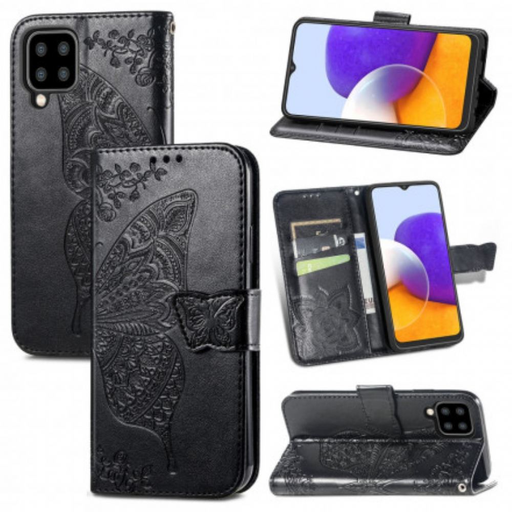 Flipové Pouzdro Na Samsung Galaxy A22 4G Poloviční Motýli