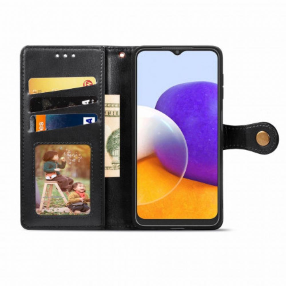 Flipové Pouzdro Na Samsung Galaxy A22 4G Umělá Kůže A Vintage Spona