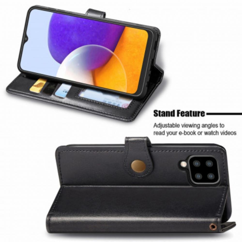 Flipové Pouzdro Na Samsung Galaxy A22 4G Umělá Kůže A Vintage Spona