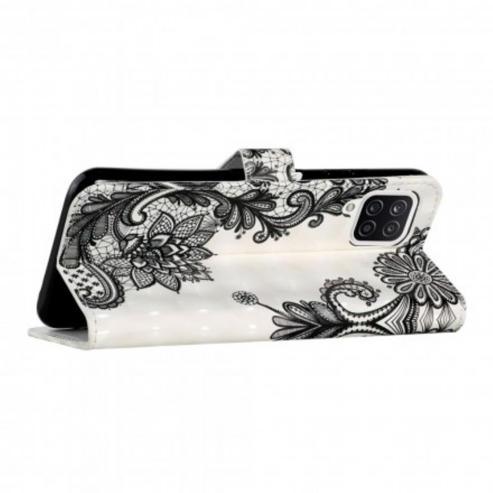 Kožené Pouzdro Na Samsung Galaxy A22 4G Elegantní Krajka