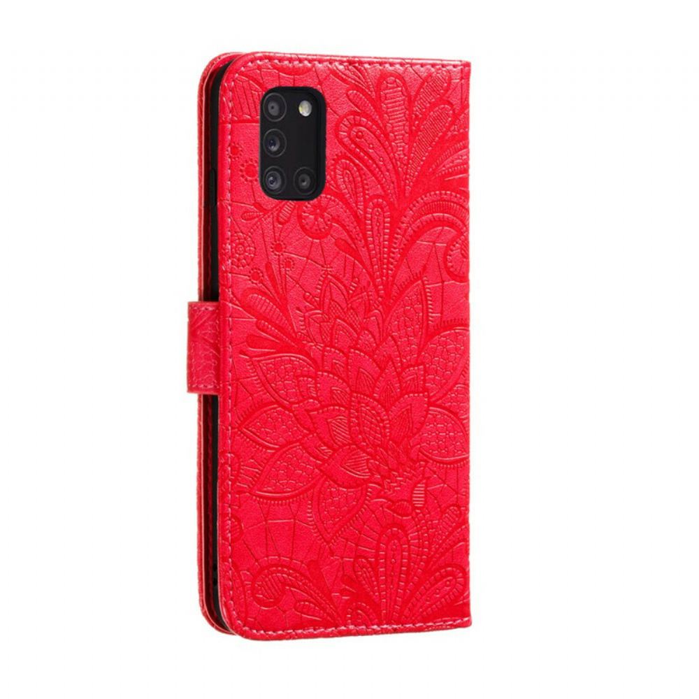 Flipové Pouzdro Na Samsung Galaxy A31 Na Lana Řemínek Tribal Flowers