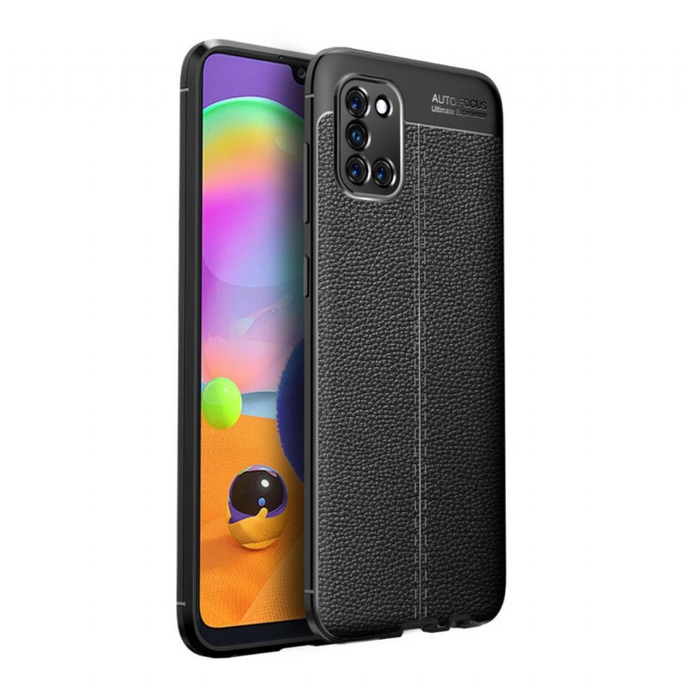 Kryty Na Mobil Na Samsung Galaxy A31 Dvojitá Linie Litchi Kožený Efekt