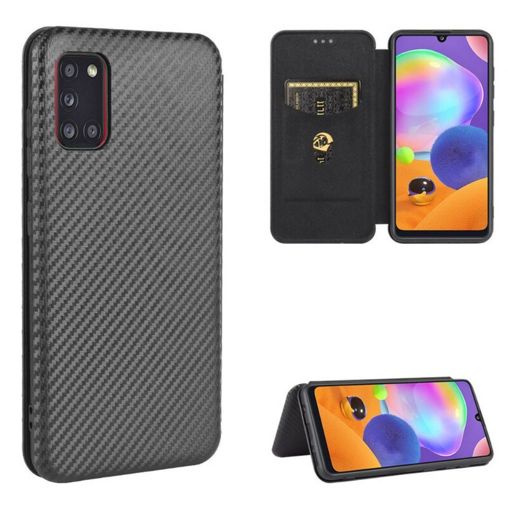 Kryty Na Mobil Na Samsung Galaxy A31 Flipové Pouzdro Uhlíkové Vlákno