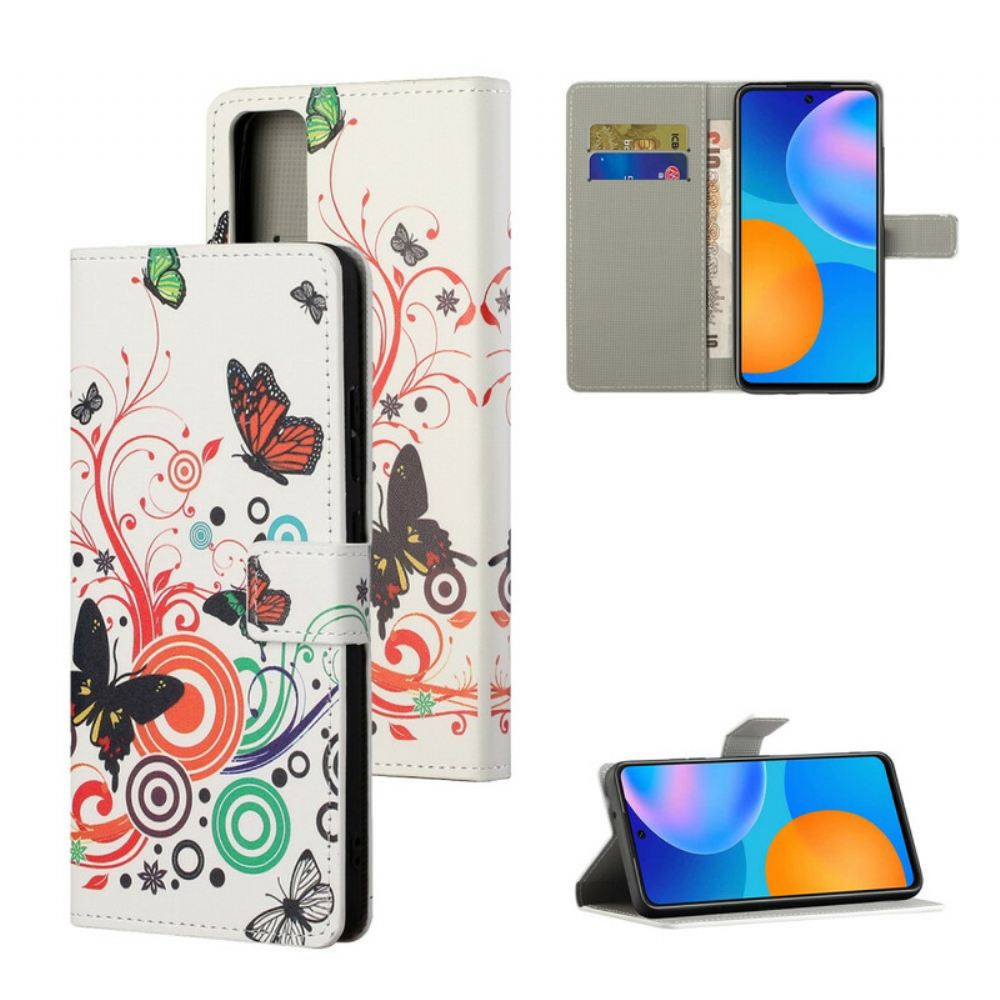 Flipové Pouzdro Na Huawei P Smart 2021 Motýli A Květiny