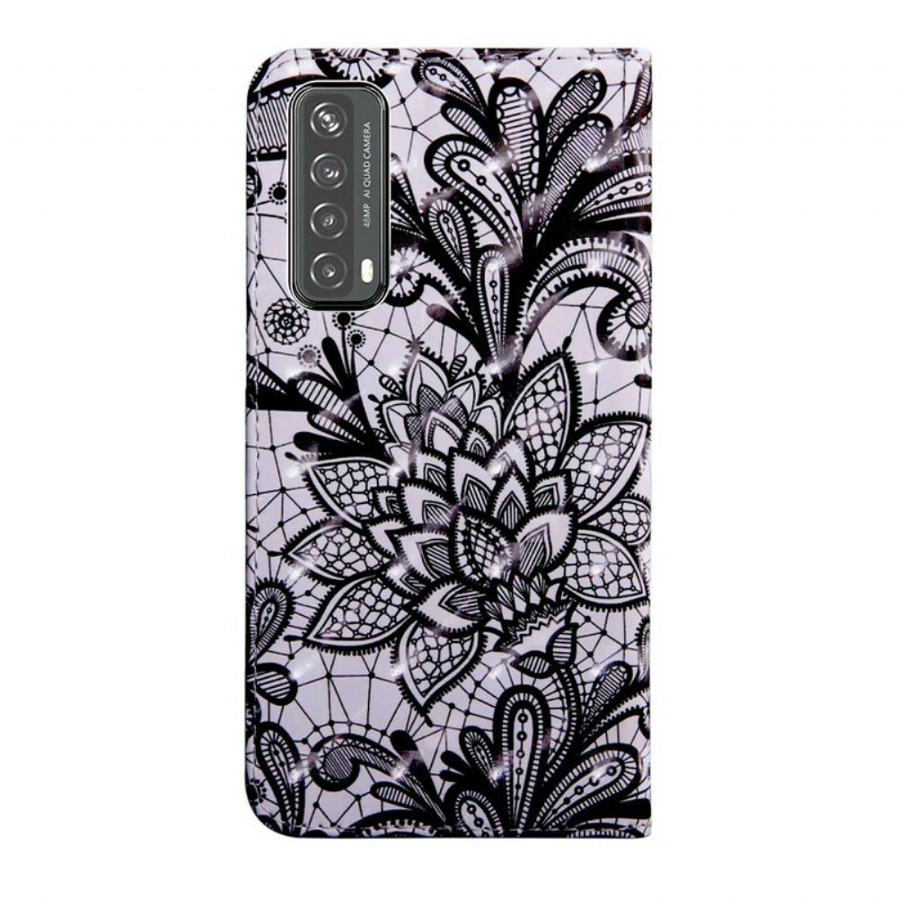 Flipové Pouzdro Na Huawei P Smart 2021 Světlá Bodová Krajka