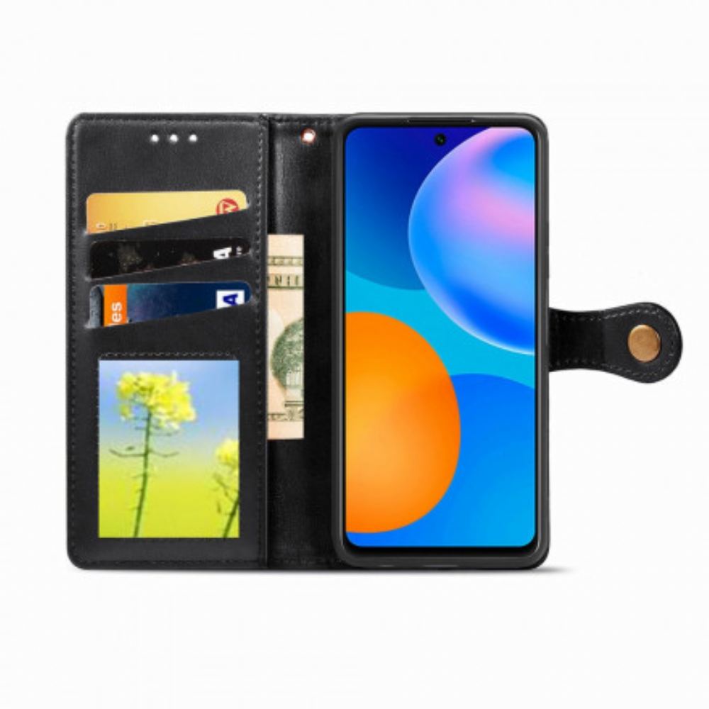 Kožené Pouzdro Na Huawei P Smart 2021 Umělá Kůže A Vintage Spona
