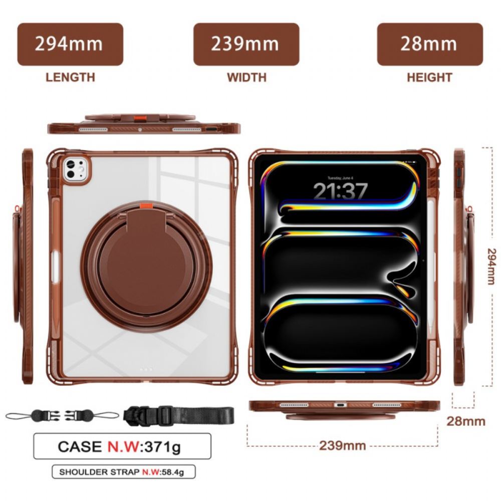 Kryt Na iPad Pro 13 (2025) Nastavitelný Stojan A Ramenní Popruh