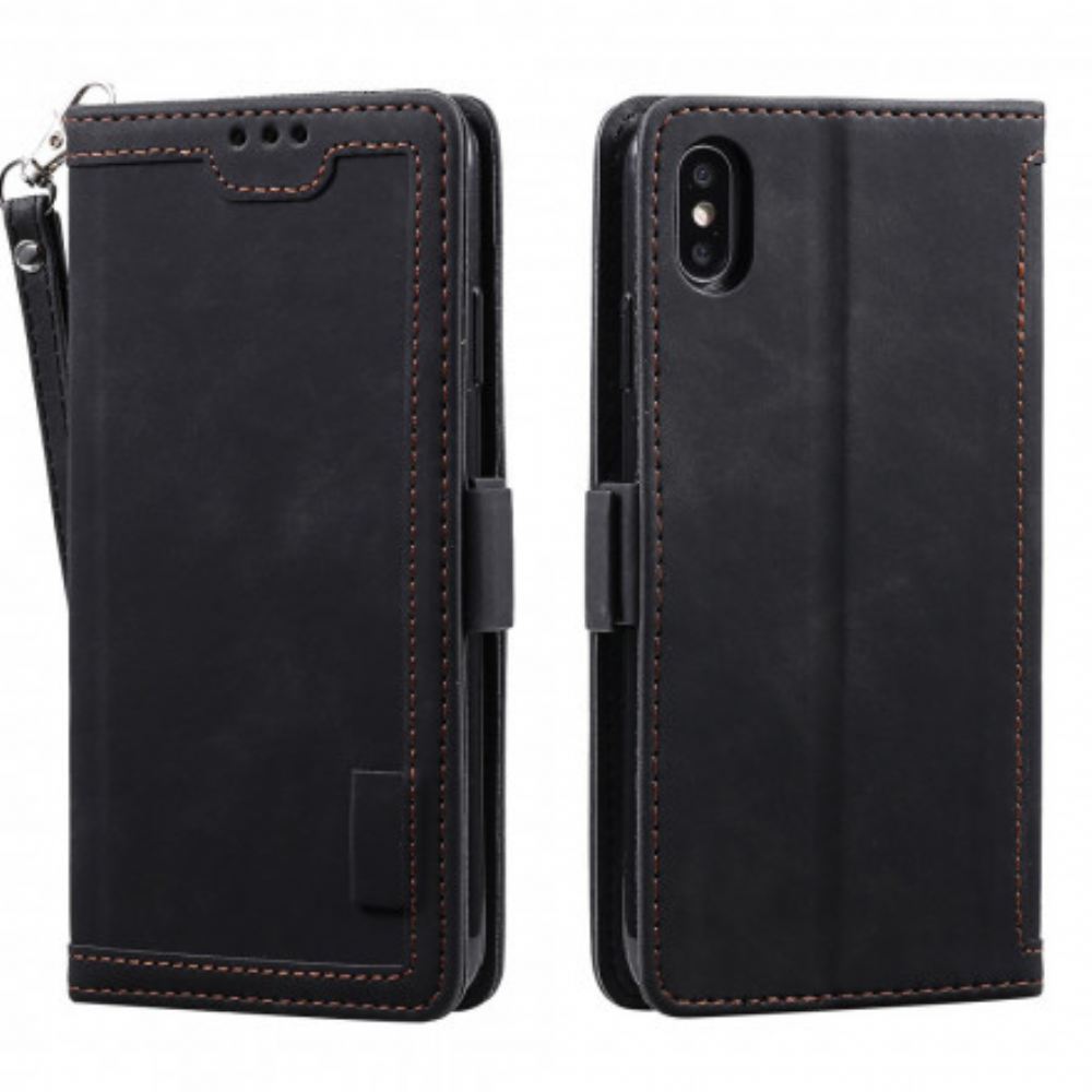 Flipové Pouzdro Na iPhone X / XS Dvoubarevné Zesílené Okraje Umělou Kůží