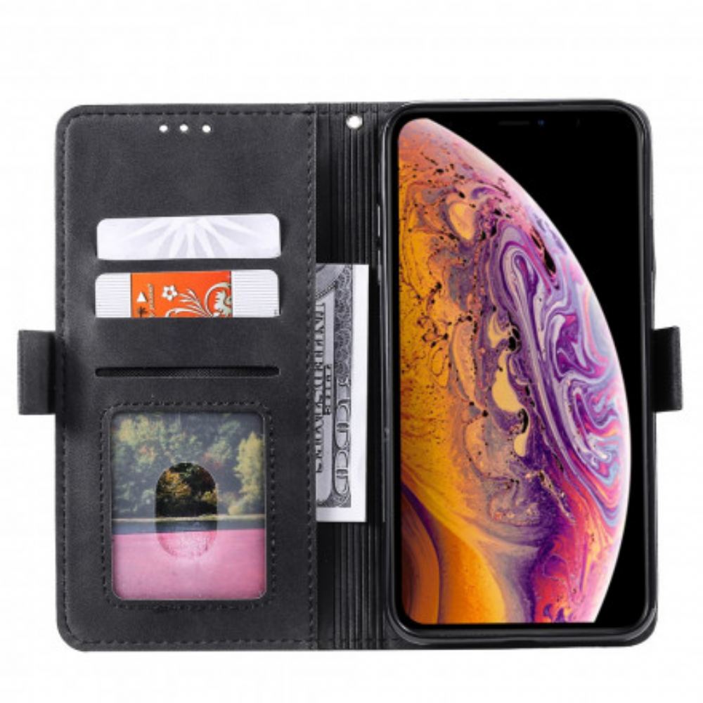 Flipové Pouzdro Na iPhone X / XS Dvoubarevné Zesílené Okraje Umělou Kůží