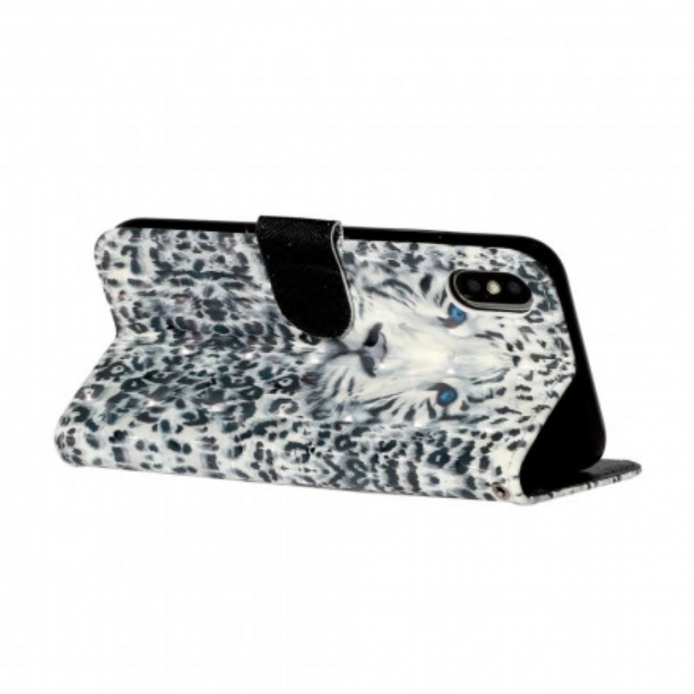 Flipové Pouzdro Na iPhone X / XS Na Lana Bodová Světla Tiger Light Strap