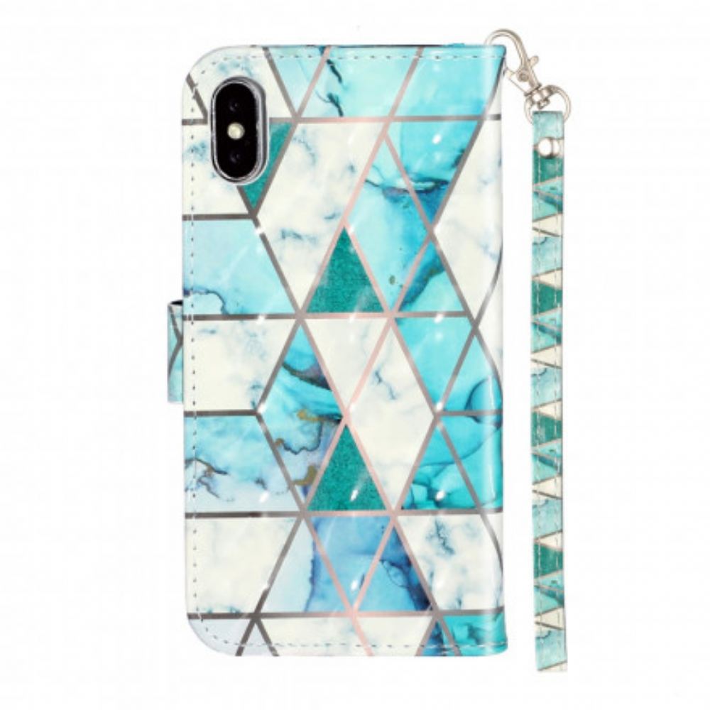 Flipové Pouzdro Na iPhone X / XS Na Lana Mramorové Světlé Pruhy