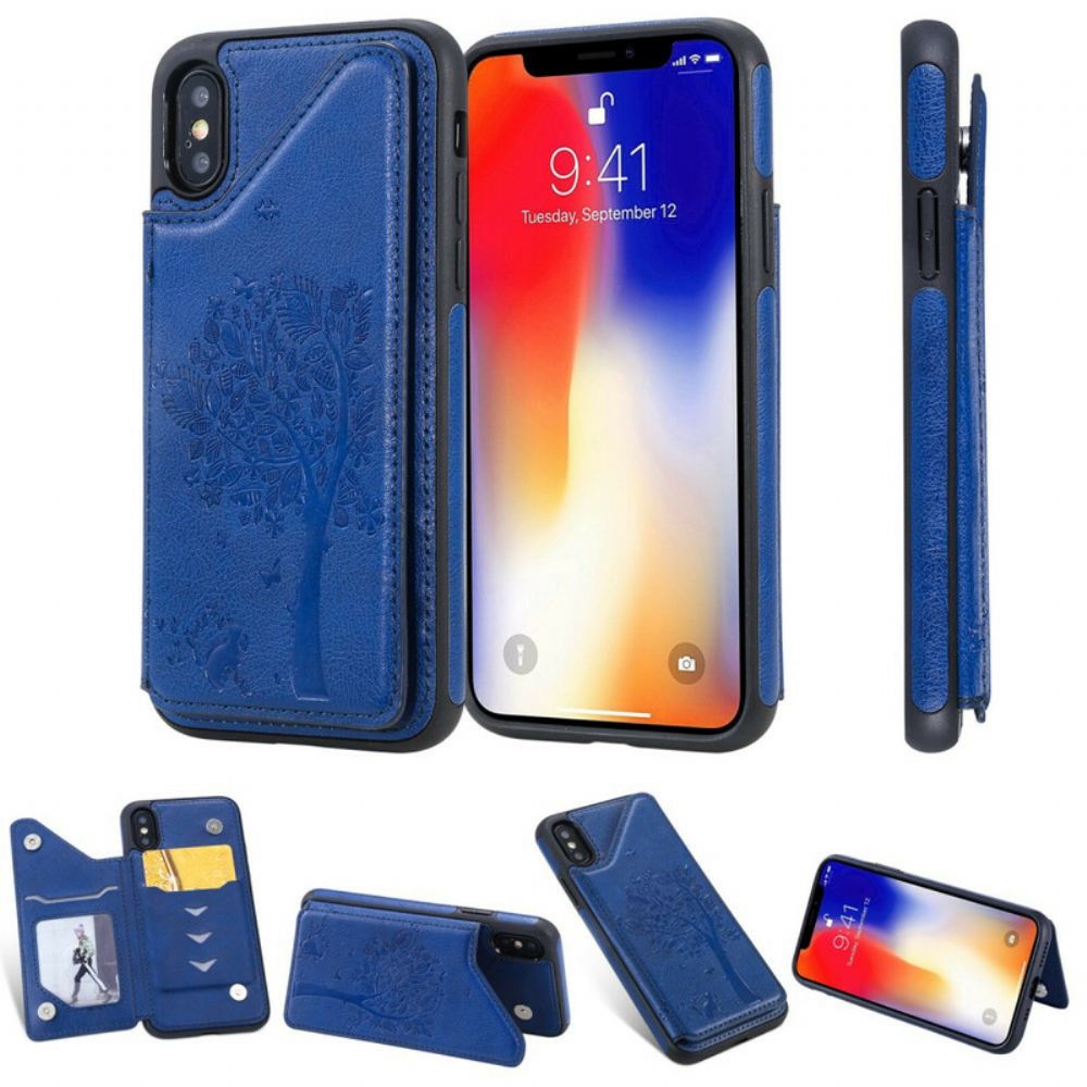 Kryt Na iPhone X / XS Držák Karty Podpory Tisku Cat