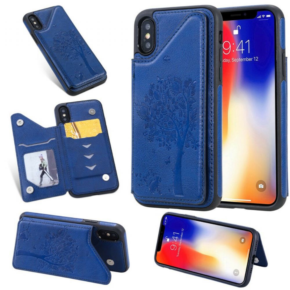 Kryt Na iPhone X / XS Držák Karty Podpory Tisku Cat
