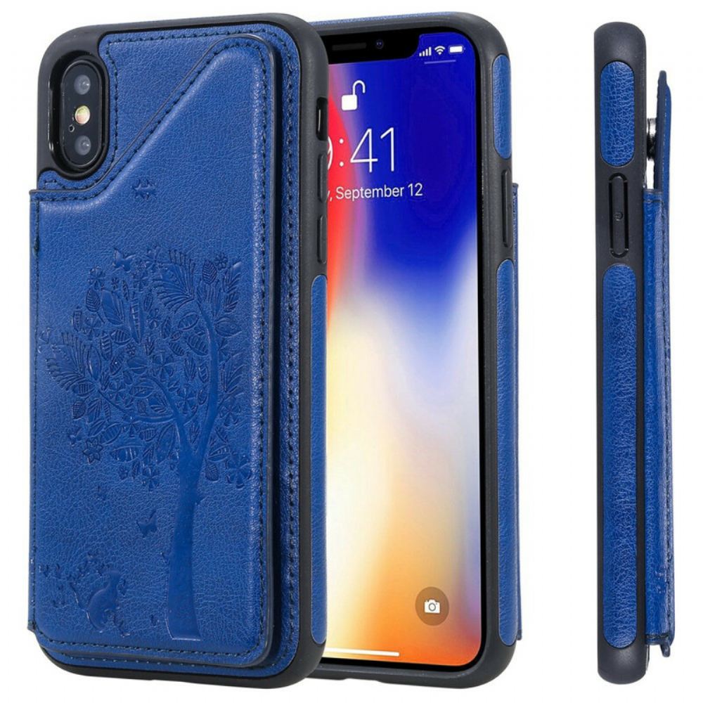 Kryt Na iPhone X / XS Držák Karty Podpory Tisku Cat