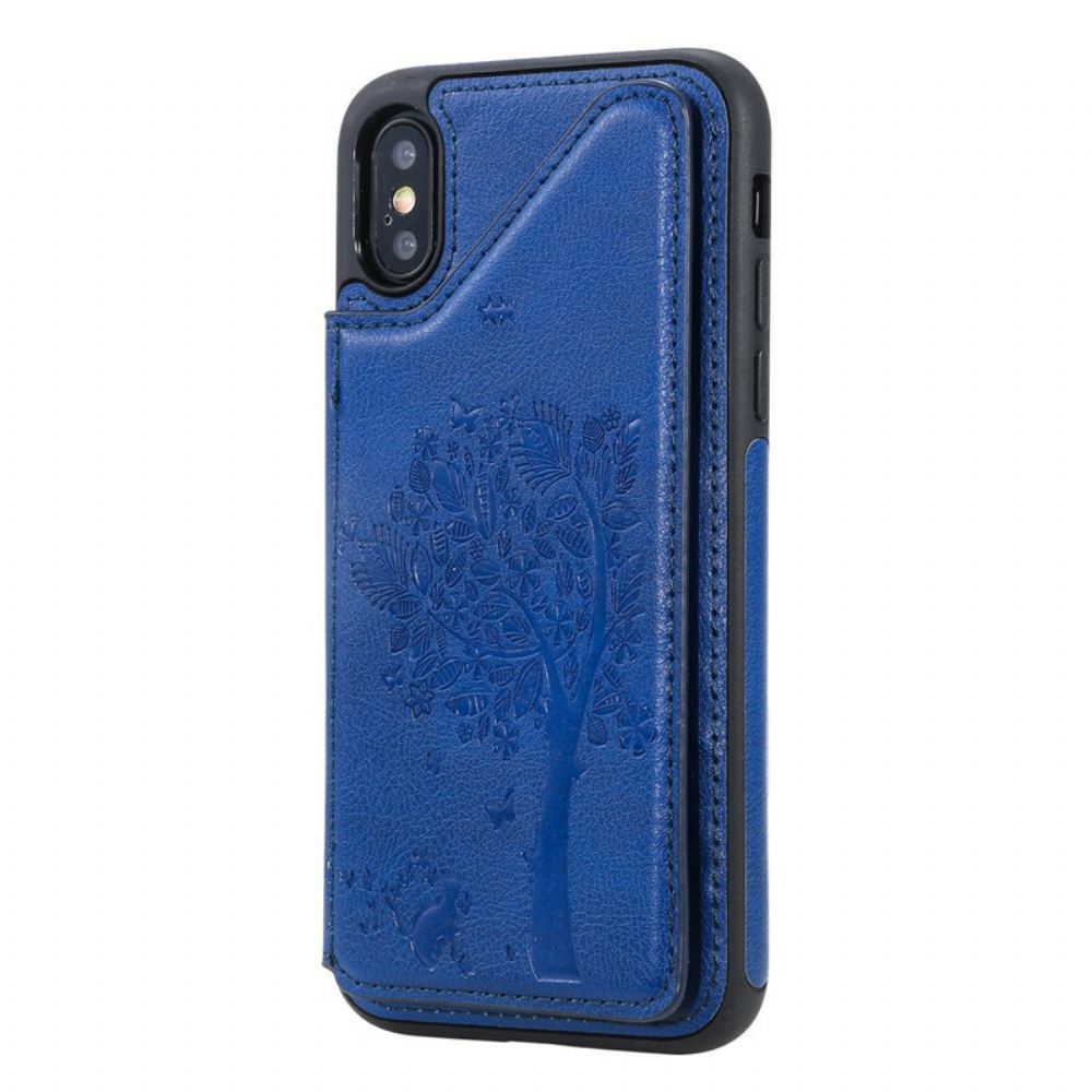 Kryt Na iPhone X / XS Držák Karty Podpory Tisku Cat