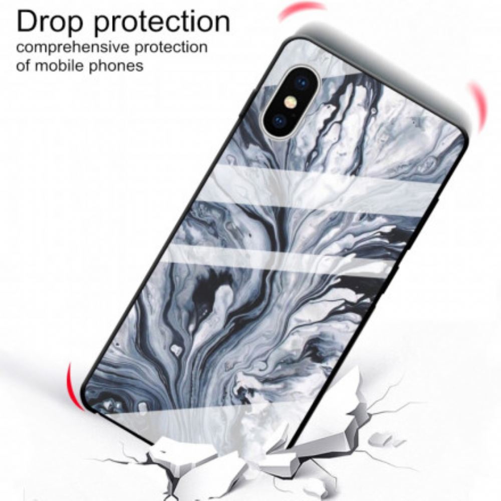 Kryt Na iPhone X / XS Mramorové Tvrzené Sklo
