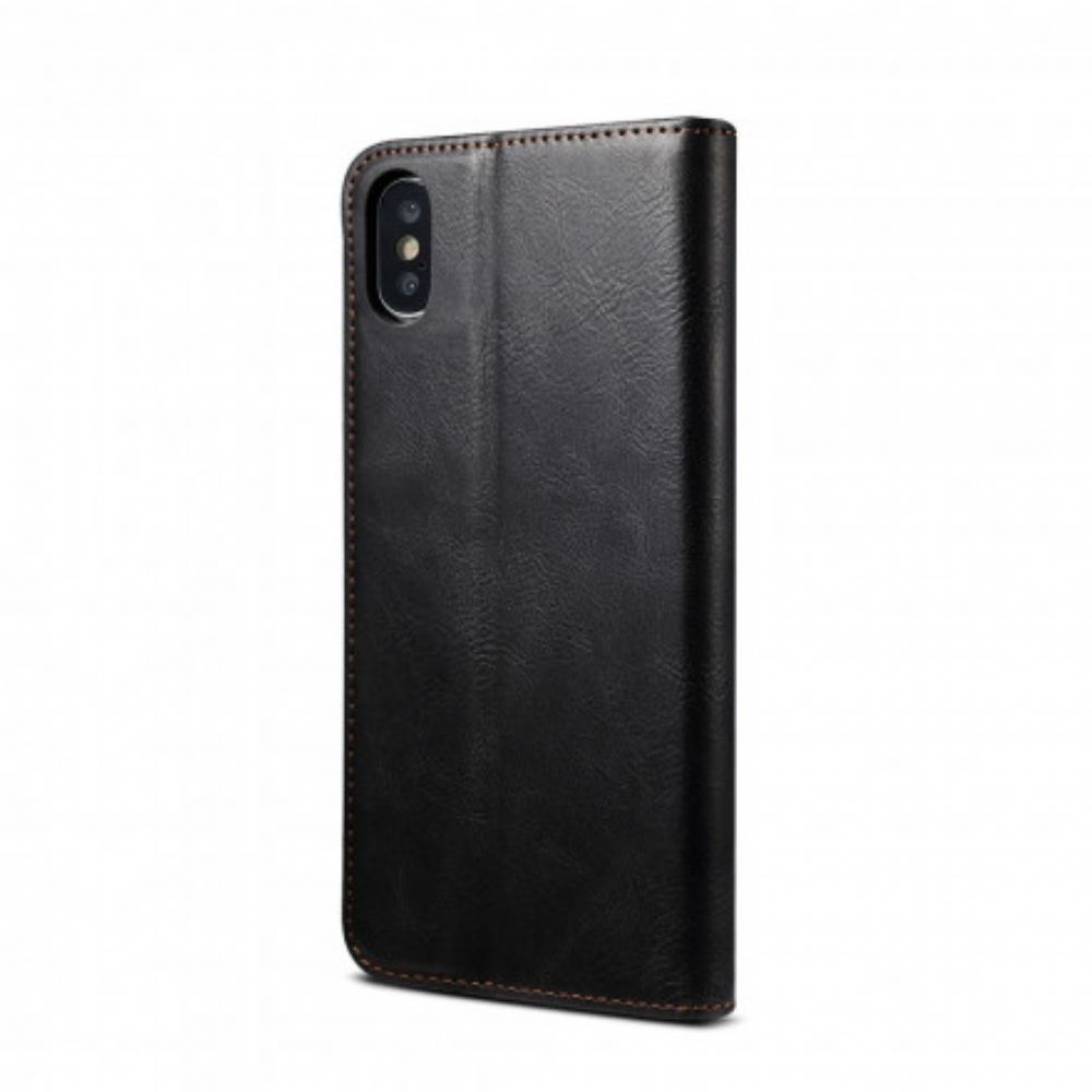 Kryty Na Mobil Na iPhone X / XS Flipové Pouzdro Voskovaná Umělá Kůže