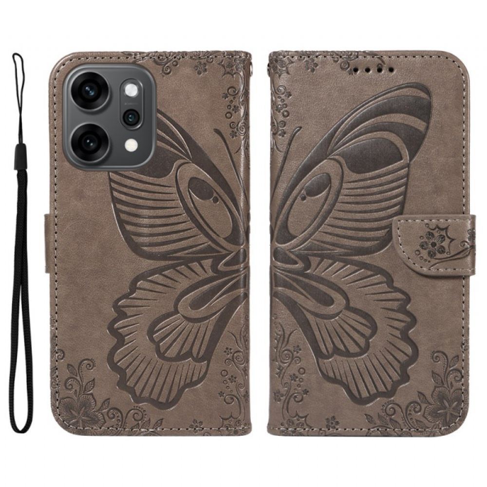 Kožený Kryt Oppo Reno 14 Pro 5g Grafický Motýl