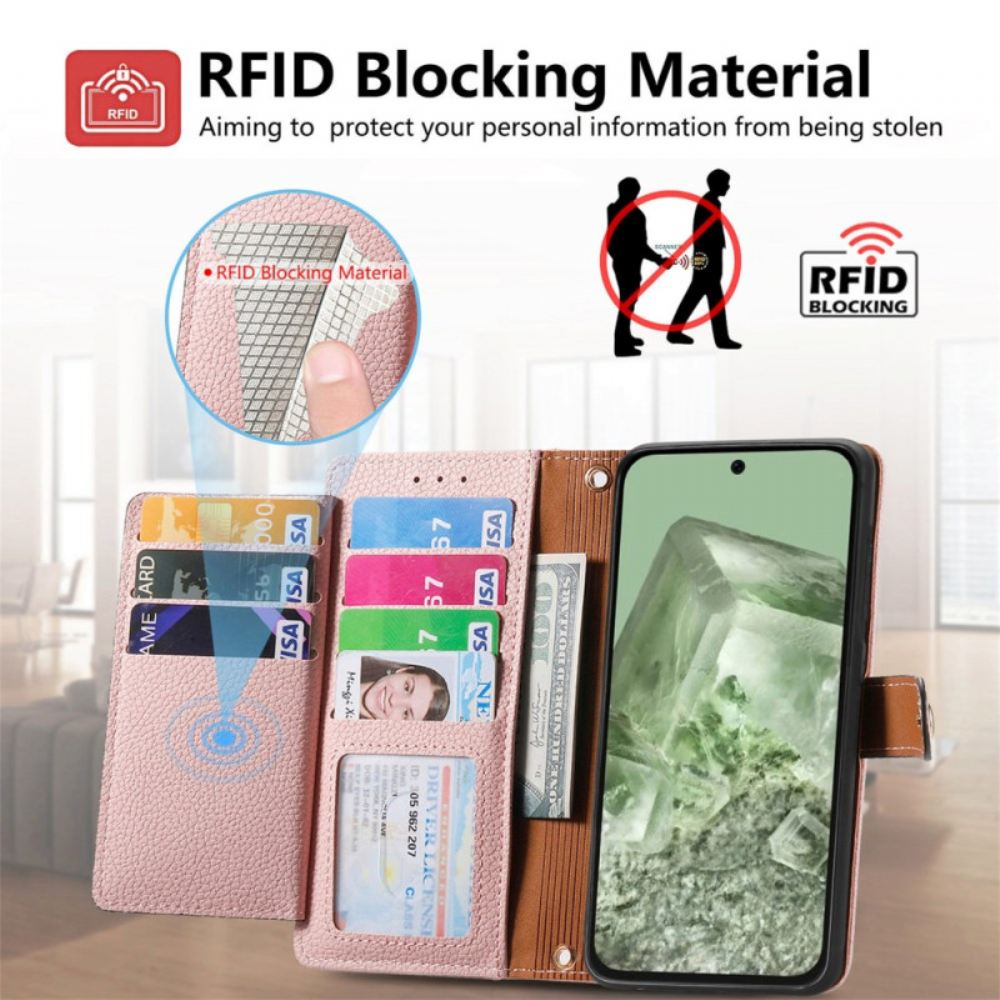 Kožený Kryt Google Pixel 8a Držák Rfid Karty A Šňůrka