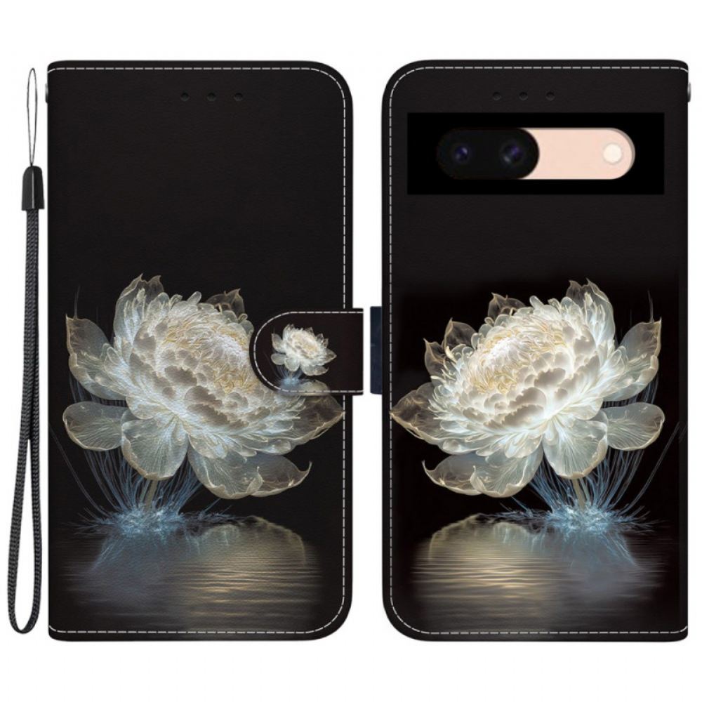 Kožený Kryt Google Pixel 8a Křišťálová Pivoňka S Řemínkem