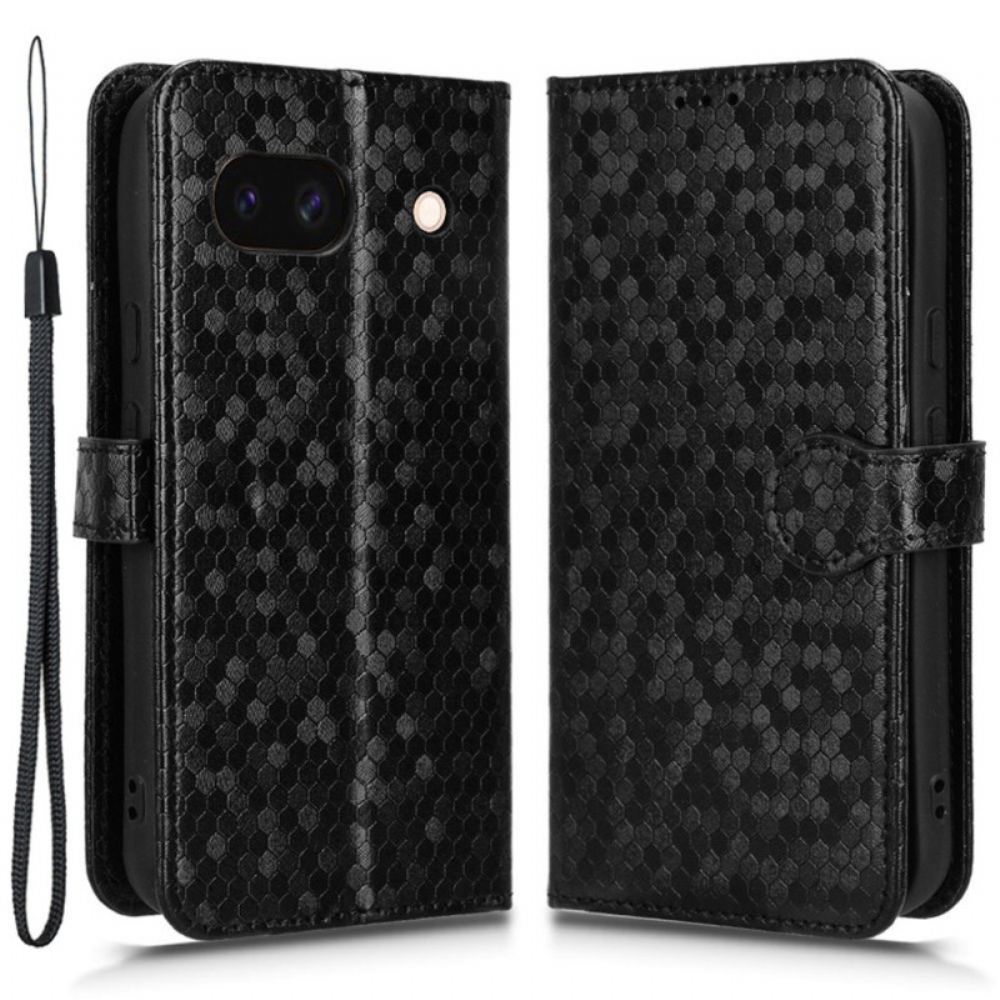 Kožený Kryt Google Pixel 8a Lesklé Tečky S Páskem