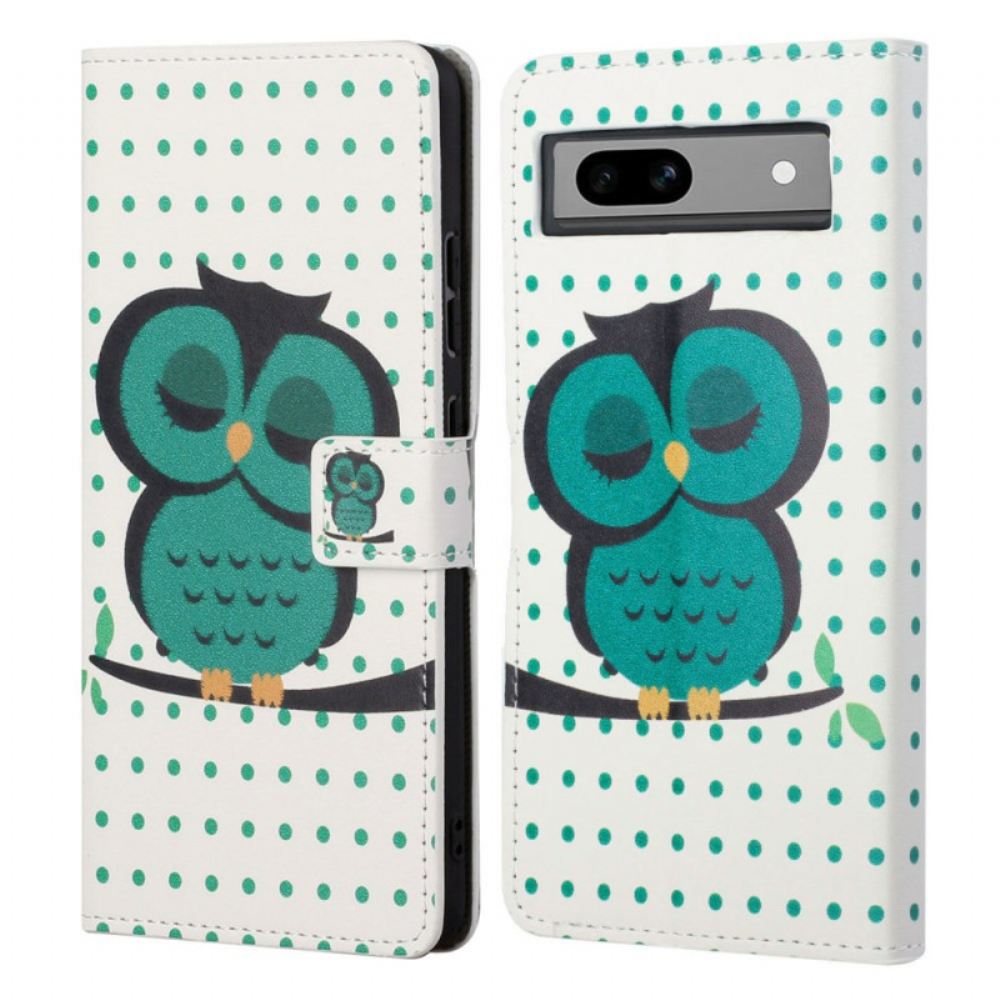 Kožený Kryt Google Pixel 8a Spící Sova