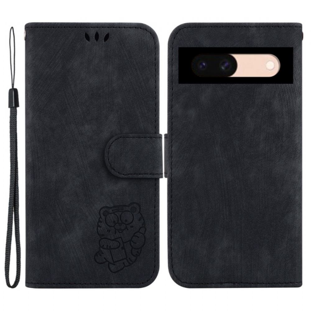 Kožený Kryt Na Google Pixel 8a Roztomilý Tygr
