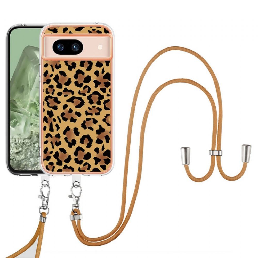 Kryt Google Pixel 8a Kryty Na Mobil Stahovací Šňůrka S Leopardím Vzorem