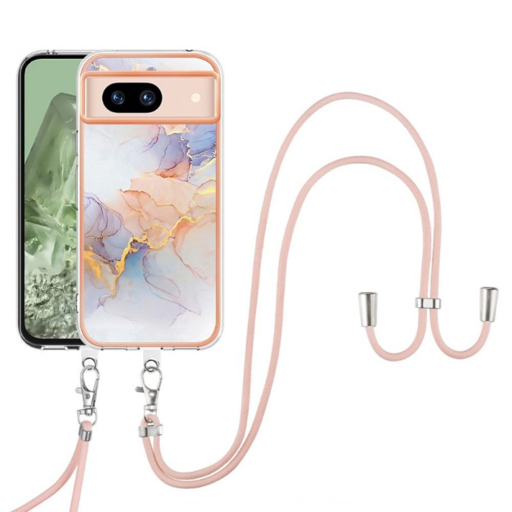 Kryt Google Pixel 8a Oranžový A Růžový Mramor