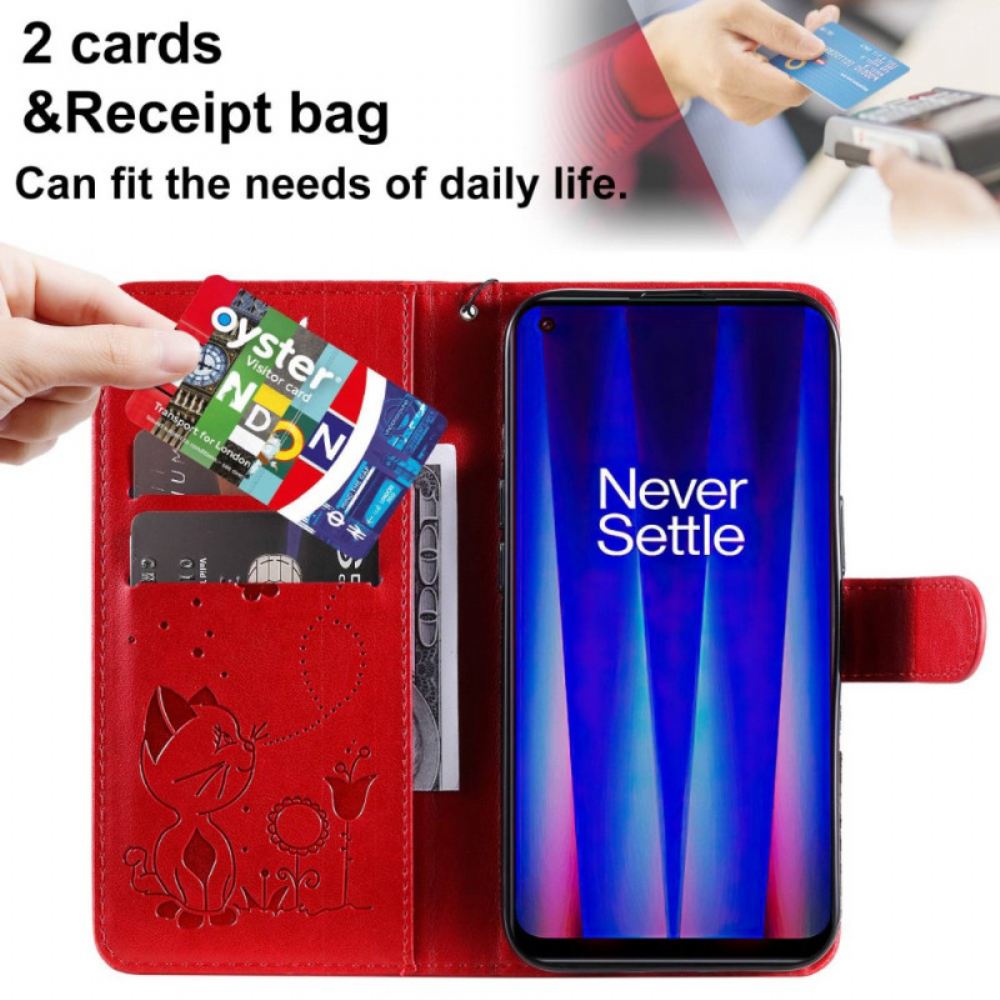 Flipové Pouzdro Na OnePlus Nord CE 2 5G Kočka A Květiny