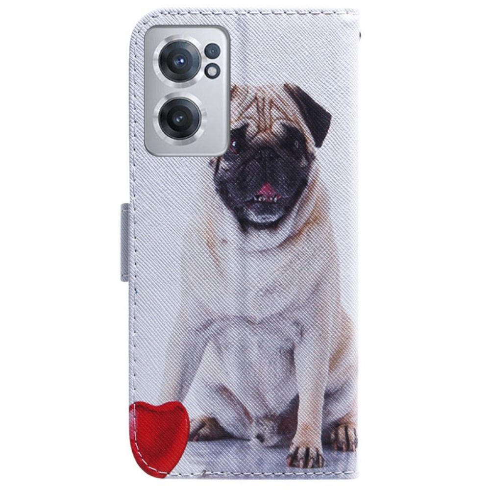 Kožené Pouzdro Na OnePlus Nord CE 2 5G Něžný Mops
