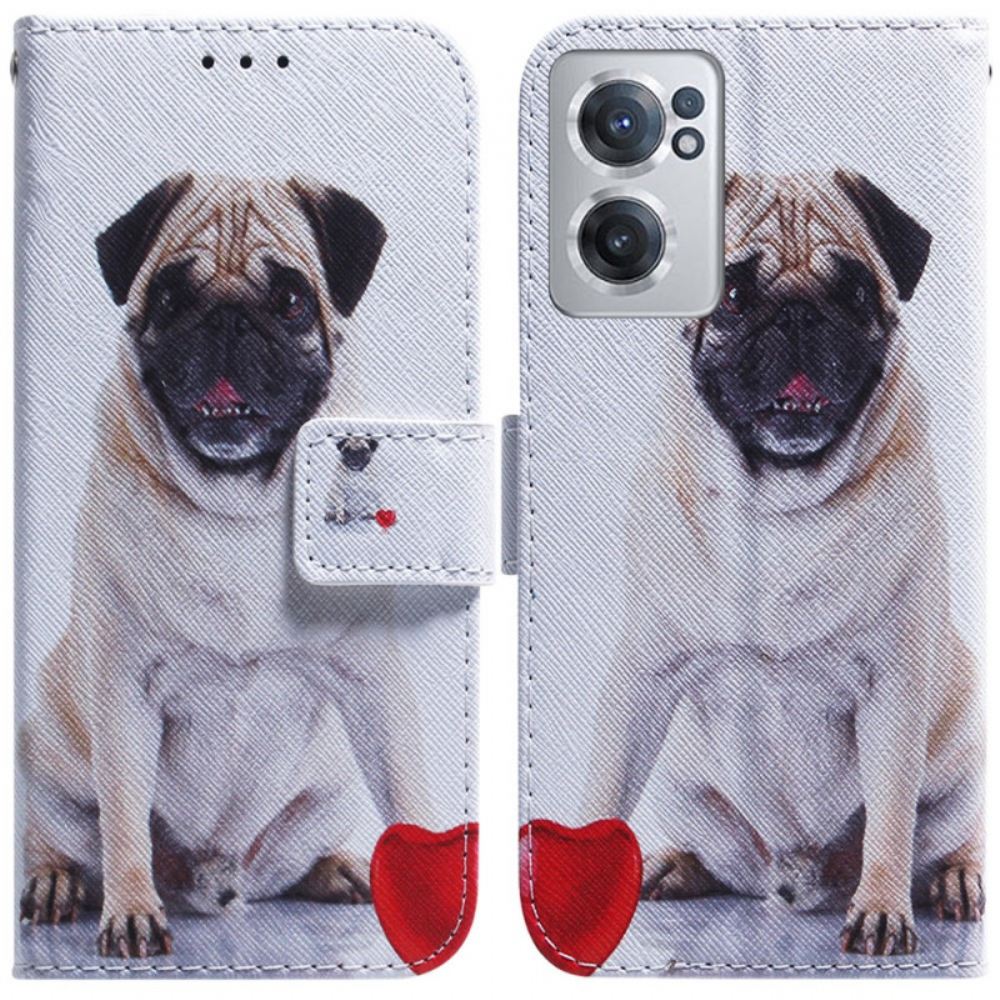 Kožené Pouzdro Na OnePlus Nord CE 2 5G Něžný Mops