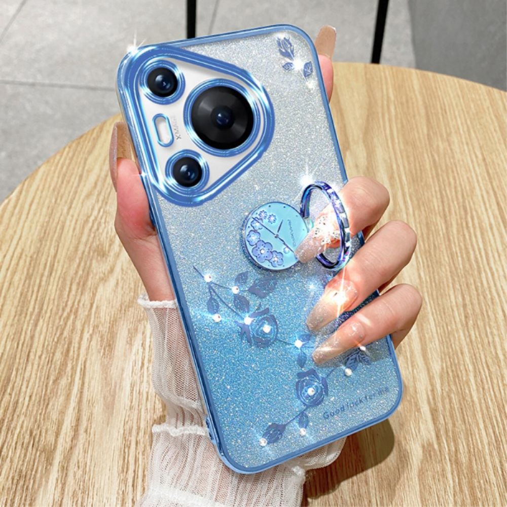 Kryt Huawei Pura 70 Pro Květiny A Kamínky S Podporou Kadem
