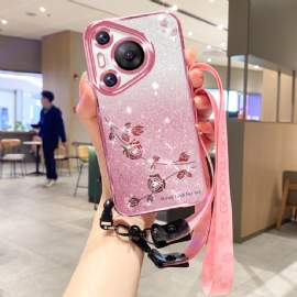 Kryt Huawei Pura 70 Pro Květiny A Kamínky Se Šňůrkou