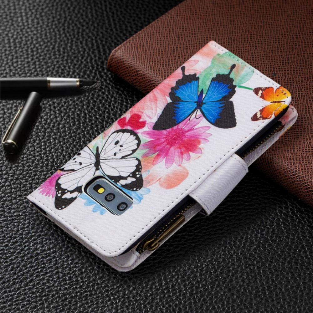 Flipové Pouzdro Na Samsung Galaxy S10e Kapsa Na Zip S Motýly
