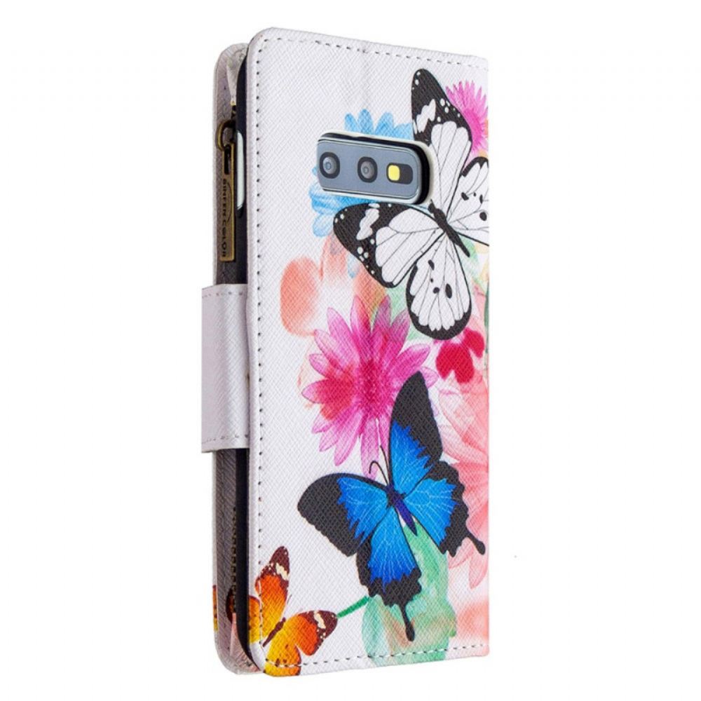 Flipové Pouzdro Na Samsung Galaxy S10e Kapsa Na Zip S Motýly