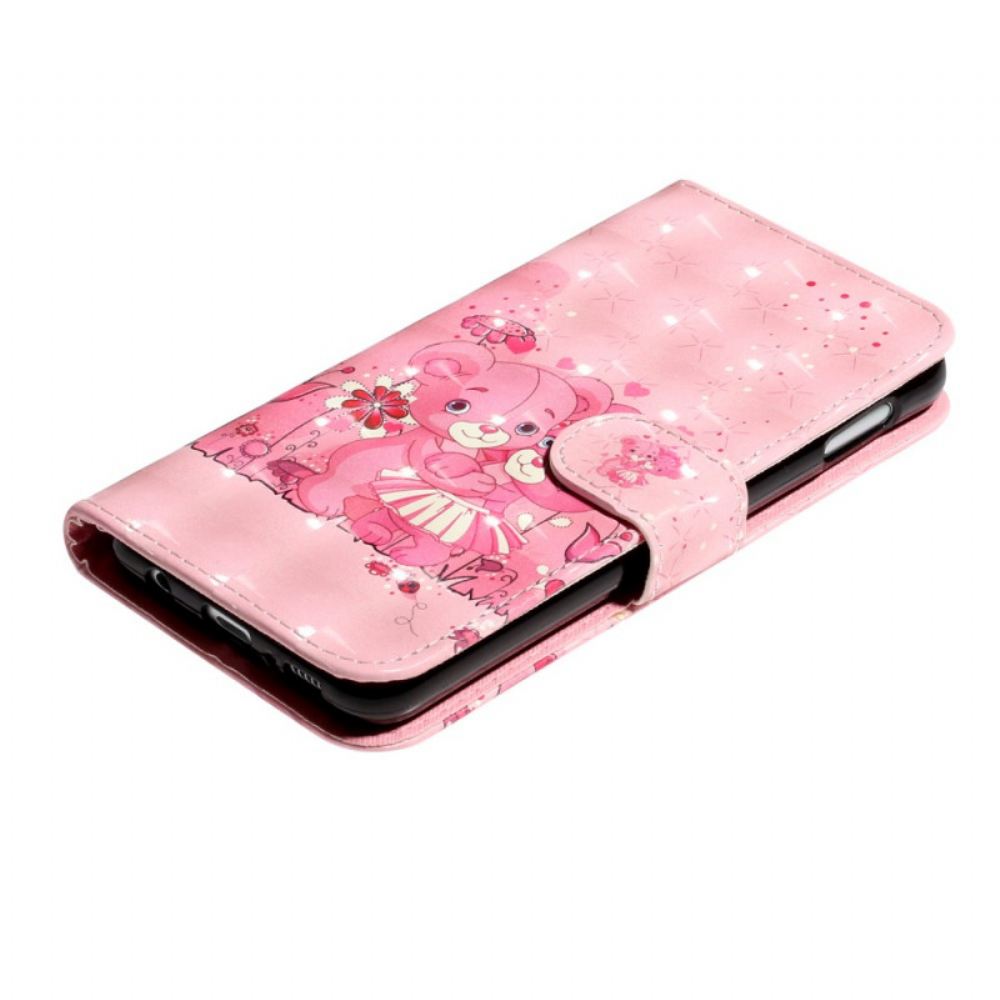 Flipové Pouzdro Na Samsung Galaxy S10e Na Lana Řemínek Pro Medvídky Se Světlými Skvrnami